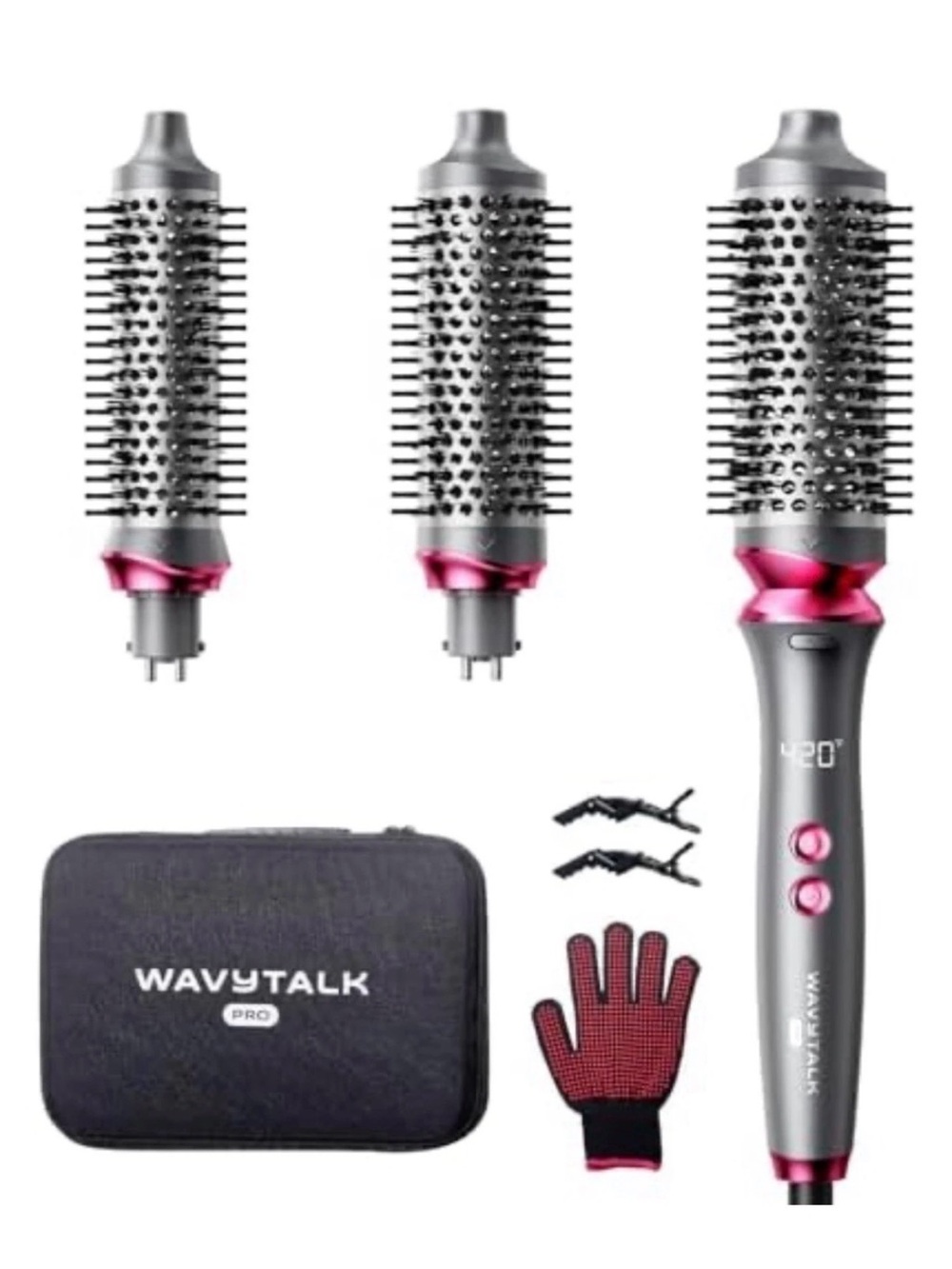 Wavytalk Pro 3-in-1 Hot Air Brush - Gray & Pink